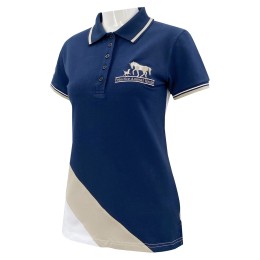 Design women's waist polo shirts Customized hem contrast color white beige Hem slits   P1360 Design women's waist polo shirts Customized hem contrast color white beige Hem slits   P1360